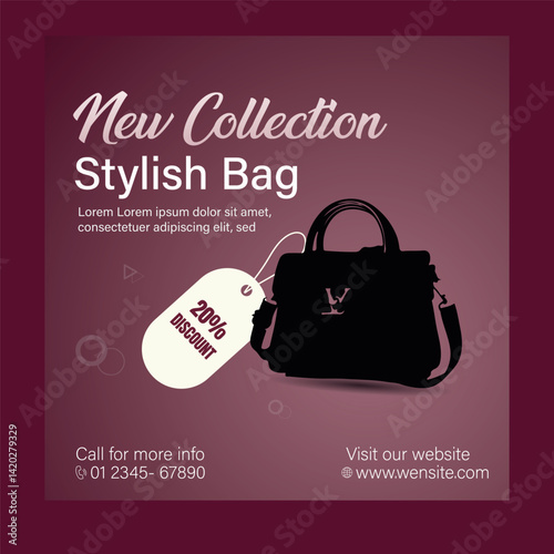 Exclusive ladies bag social media post design template. fashion ladies bag  social media  post square template