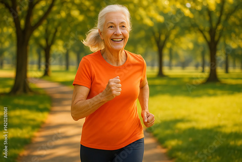 senior woman jogging in park