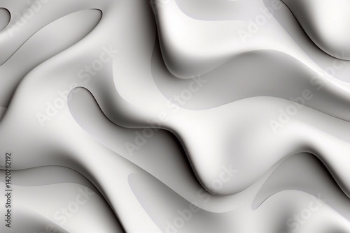 Abstract white wavy background. 3d rendering, 3d illustration. Generative AI
