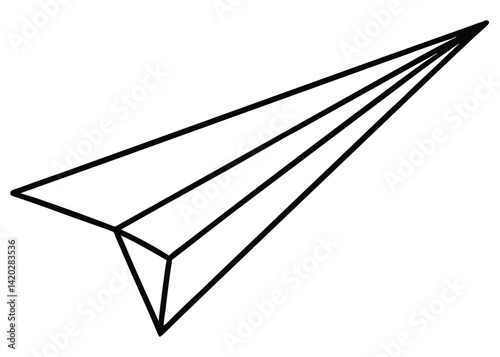 Paper plane line art silhouette vector