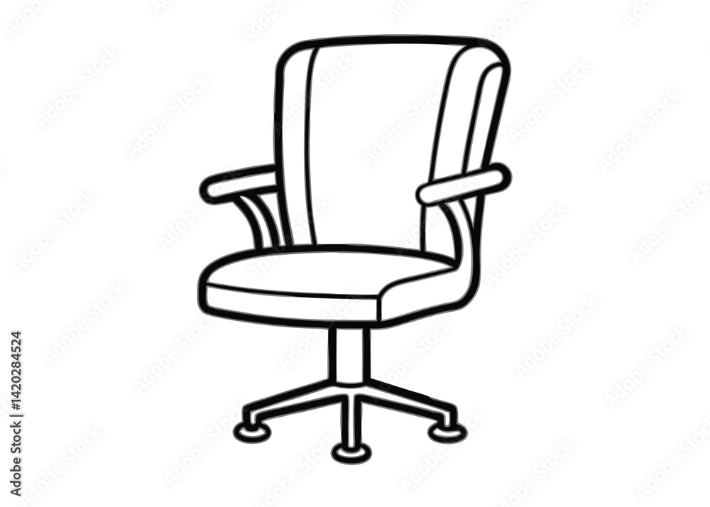 Office chair line art silhouette vector