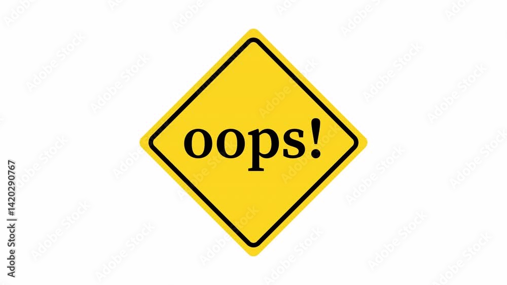 Animated Oops Sign Warning Message. This looped video with alpha channel on transparent background features a dynamic warning sign animation. Animated Oops Sign Warning Message. This looped video with alpha channel on transparent background features a dynamic warning sign animation.