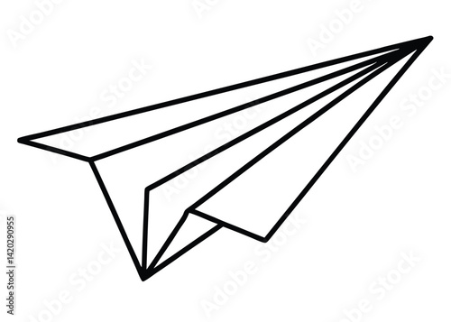 Paper plane line art silhouette vector