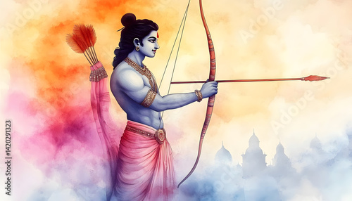 Obraz na płótnie Ram Navami watercolor background. w salonie