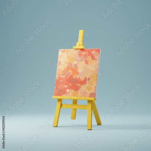 Obraz na płótnie Abstract art on canvas with yellow easel in minimalist studio setting w salonie