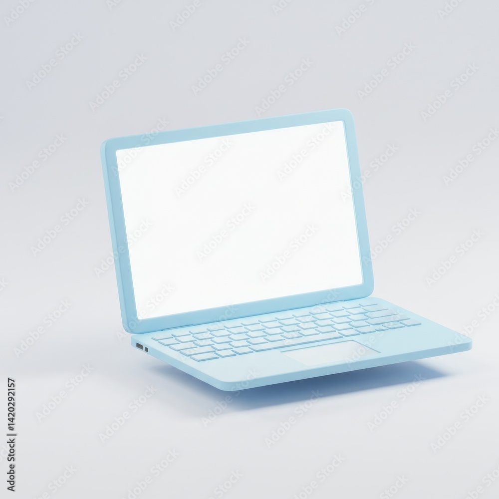 Modern minimalistic laptop with blank screen for digital design and presentation
