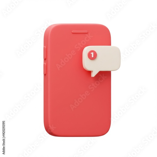 Obraz na płótnie Notification icon on red smartphone for digital communication concept design w salonie
