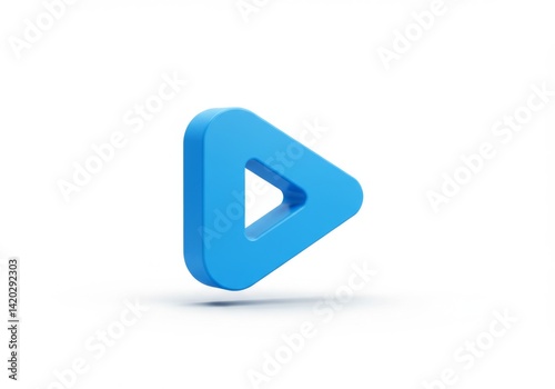 Obraz na płótnie Minimalist blue play button icon on white background for digital media concept w salonie
