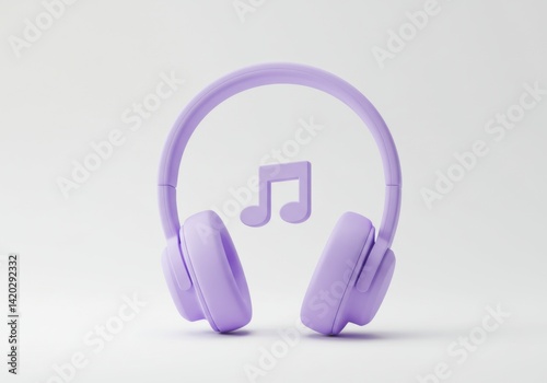 Modern purple headphones with music note symbolizing audio experience