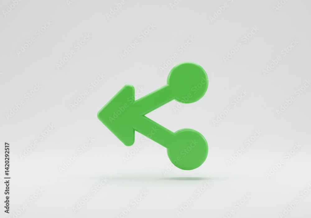 Green share icon on white background for digital communication design