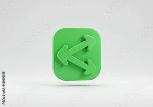 Bright green expand arrows icon on white background for digital interface design