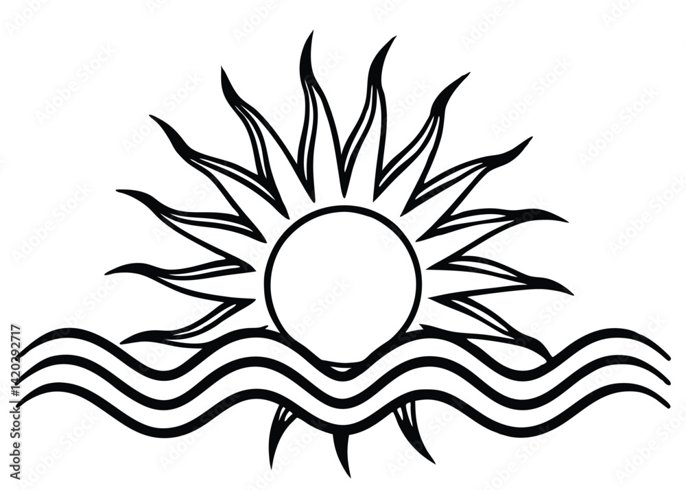 Obraz premium Heatwave line art silhouette vector