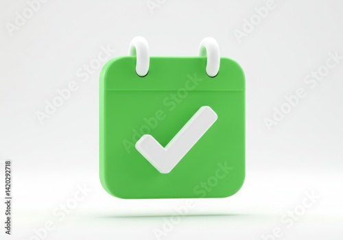 Obraz na płótnie Green calendar icon with check mark for task completion and scheduling concepts w salonie