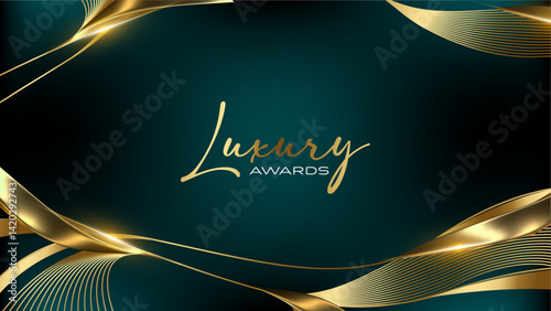 Green and Gold Luxury Background. Modern Classic Premium Design Template. Beautiful Marriage Invitation. Celebration Artwork for Business and Event occasion. Elegant Looking Creative Design Template.