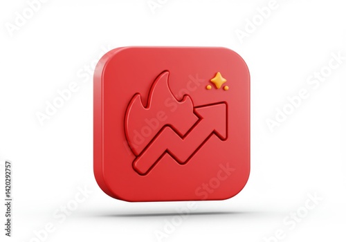 Obraz na płótnie Trending icon with flames and upward arrow for growth and success concepts w salonie