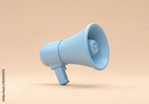 Obraz na płótnie Pastel blue megaphone on light background for social media and marketing concept design w salonie