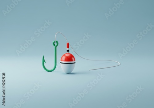Obraz na płótnie Fishing concept with hook and bobber on turquoise background w salonie