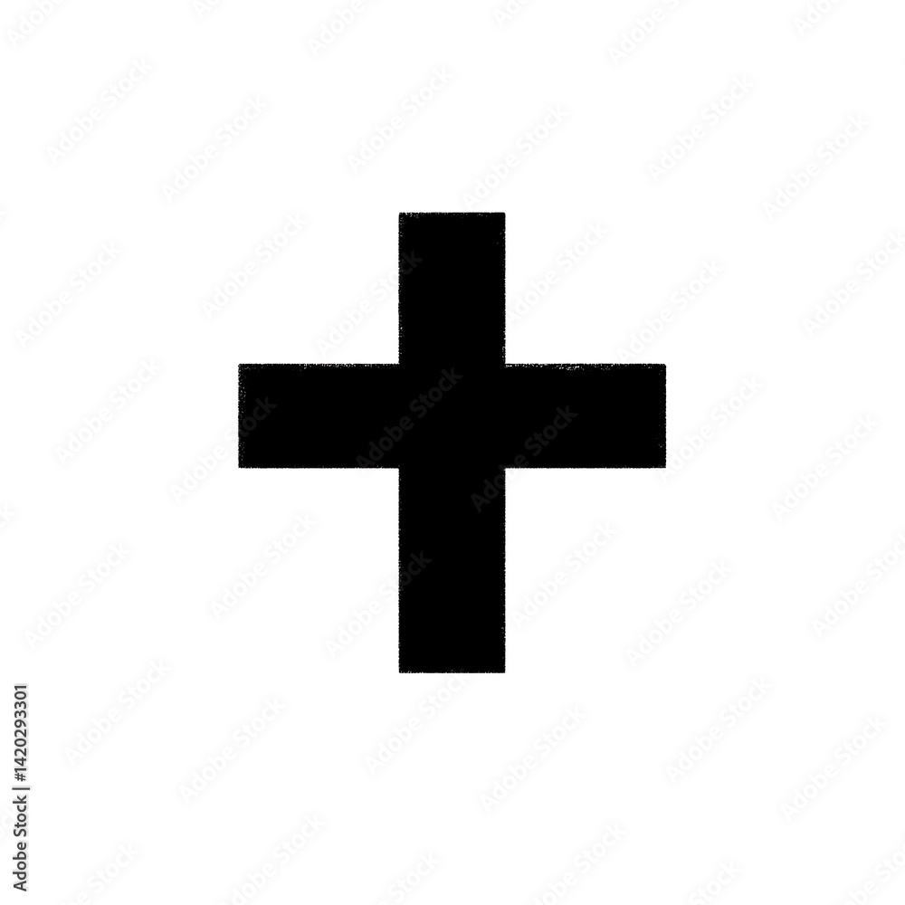 Simple Black Cross Symbol on White Background Graphic Element Icon Sign for Religious Design. Simple Black Cross Symbol on White Background Graphic Element Icon Sign for Religious Design.