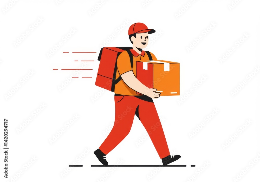Fast delivery service with courier carrying box for efficient supply chain solutions