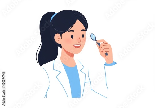 Female dentist holding dental mirror explaining oral care concepts for health awareness