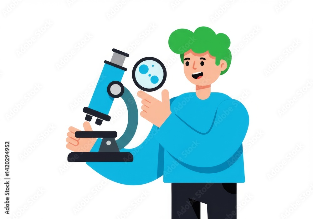 Child exploring microbiology concepts with a microscope for educational learning