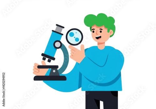Obraz na płótnie Child exploring microbiology concepts with a microscope for educational learning w salonie