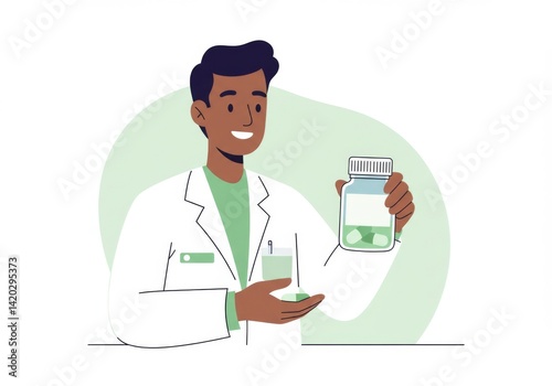 Obraz na płótnie Pharmacist holding medicine bottles and pills in a healthcare setting w salonie