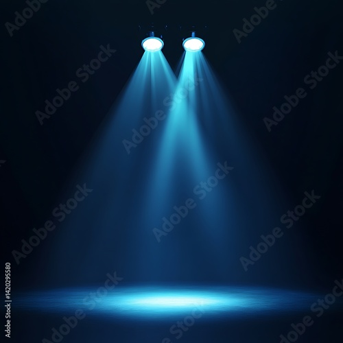Single spotlight illuminating the stage with a soft purple glow
