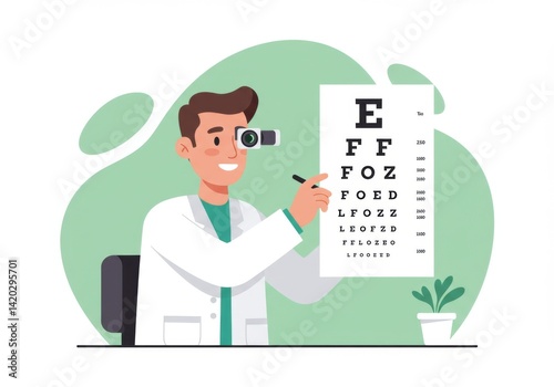 Obraz na płótnie Optometrist examining eye chart in a modern clinic setting w salonie
