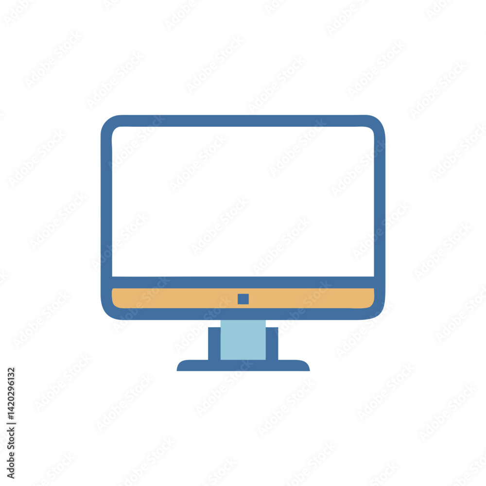 Stylized Desktop Computer Icon with Black Background Stylized Desktop Computer Icon with Black Background