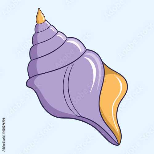 Charming Purple Seashell with Smooth Curves and Bright Interior

