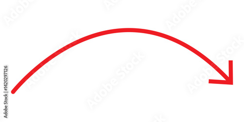 Round curl long arrow. Thin arrow curled symbol icon. Arrow swish sign.	
