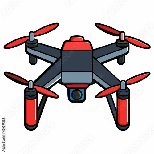Robust Quad Drone with Red Rotors and Advanced Camera


