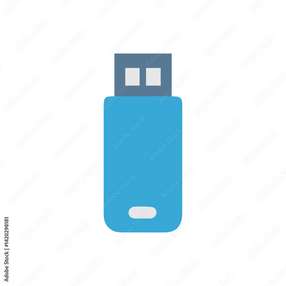 Blue USB flash drive memory stick illustration Blue USB flash drive memory stick illustration