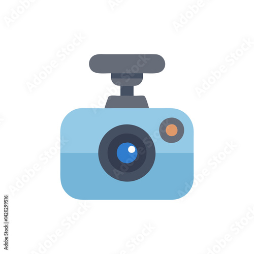 Blue dashcam icon on black background for stock images
