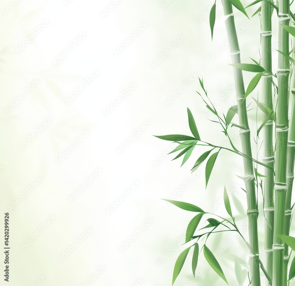 Fototapeta premium A close up of a bamboo tree with green leaves on a background