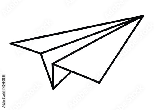 Paper plane line art silhouette vector
