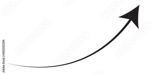 Round curl long arrow. Thin arrow curled symbol icon. Arrow swish sign.	