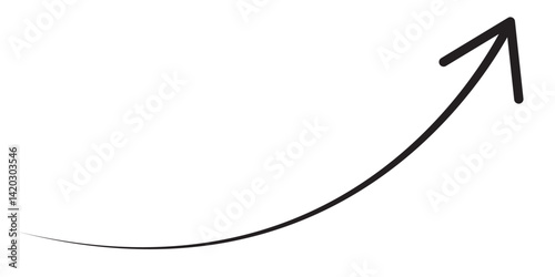 Round curl long arrow. Thin arrow curled symbol icon. Arrow swish sign.	