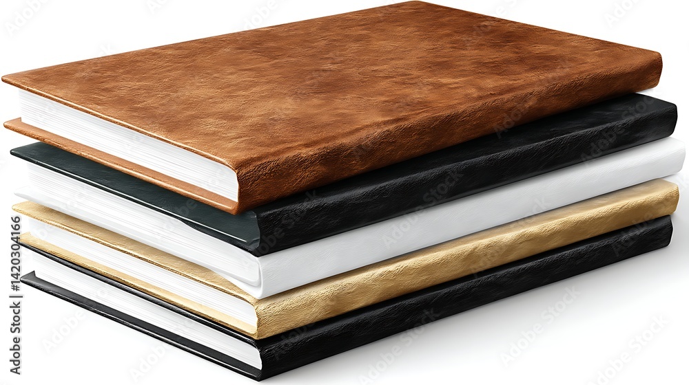 Stack of Journals and Notebooks for Writing Notes and Record Keeping in Assorted Colors and Textures. Stack of Journals and Notebooks for Writing Notes and Record Keeping in Assorted Colors and Textures.