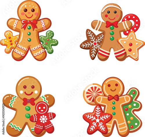 Cute Gingerbread Man Cookie Set – Festive Christmas Holiday Treats