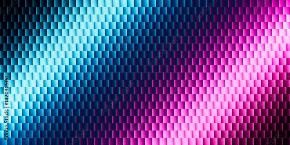 Bright gradient waves flowing through glass bricks from frozen blue to fiery pink. Soft collision of masculine and feminine, strength and softness. Perfect harmony captured through geometric beauty Bright gradient waves flowing through glass bricks from frozen blue to fiery pink. Soft collision of masculine and feminine, strength and softness. Perfect harmony captured through geometric beauty