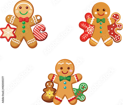 Cute Gingerbread Man Cookie Set – Festive Christmas Holiday Treats