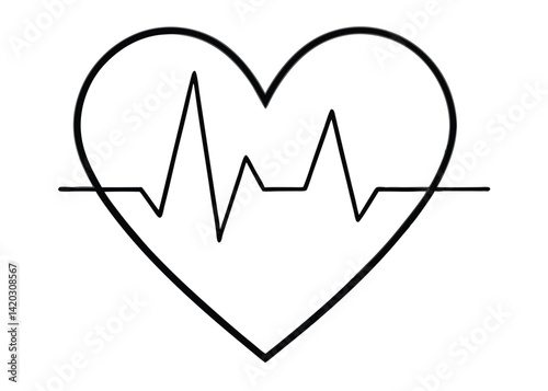 Heart beat line art silhouette vector