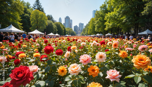 Vibrant flowers blooming at Portland Rose Festival, nature celebration