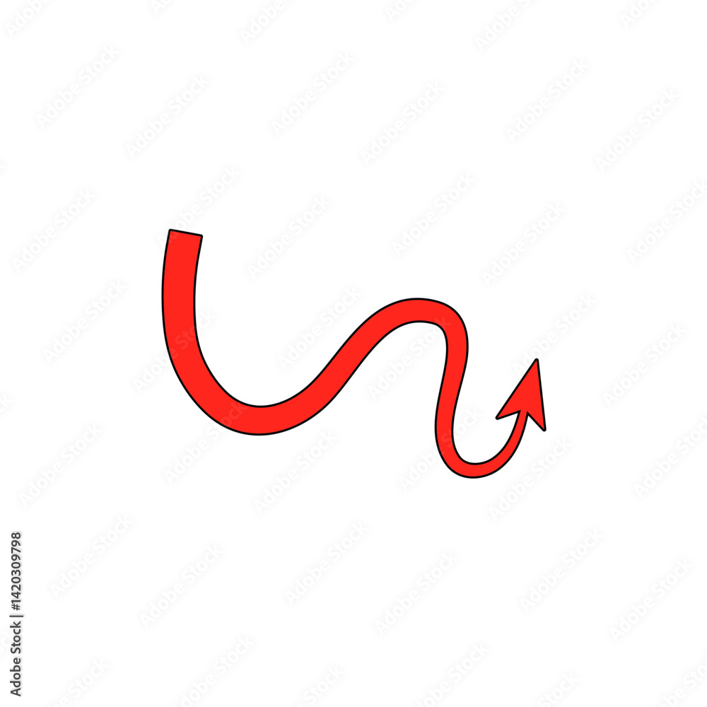 Red devil tail with arrow. Vector illustration Red devil tail with arrow. Vector illustration
