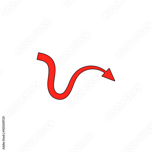 Red devil tail with arrow. Vector illustration