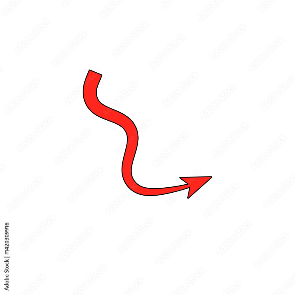 Red devil tail with arrow. Vector illustration Red devil tail with arrow. Vector illustration