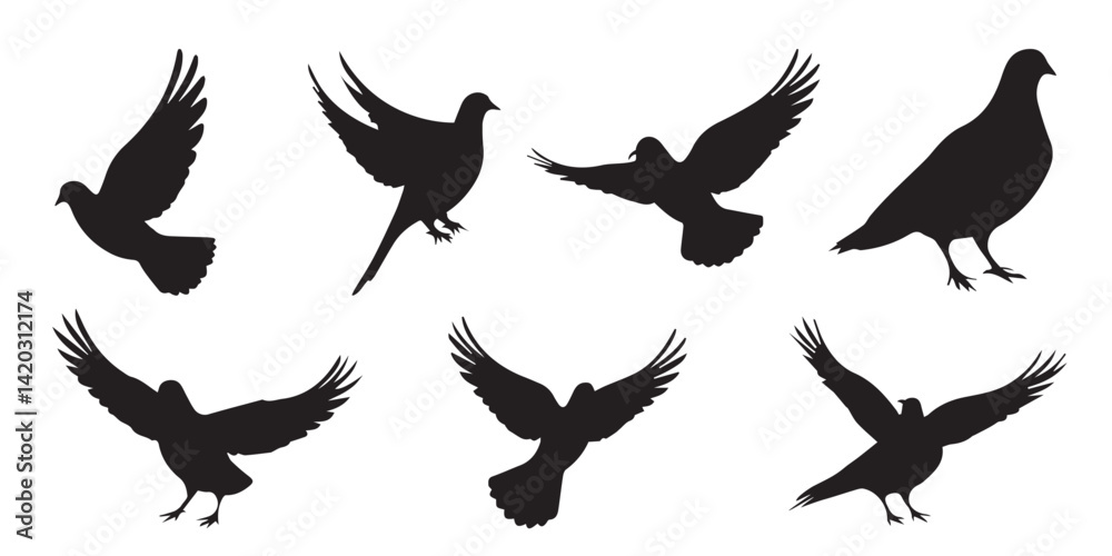 Fototapeta premium Vector silhouettes of doves.