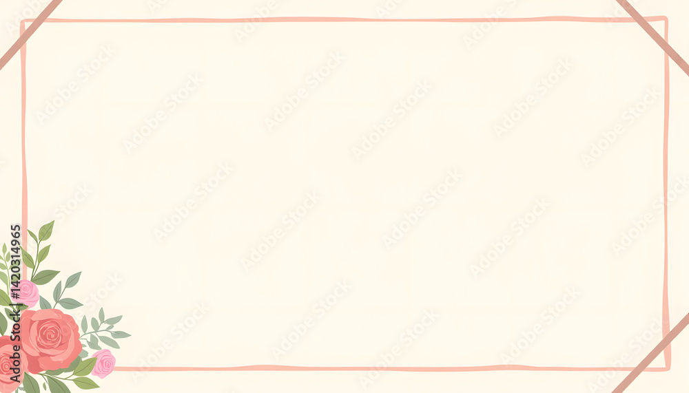 Obraz premium Floral Border on Cream Background